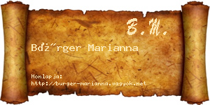 Bürger Marianna névjegykártya